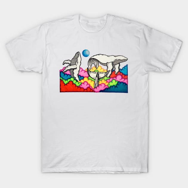 Cloudy Whales T-Shirt by Art by Rory 